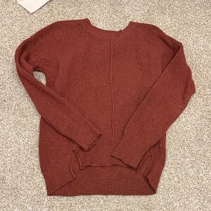 Pink Rose Brick Red Crew Neck Sweater